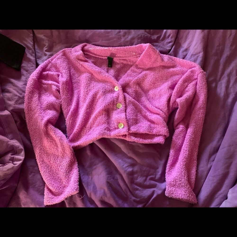 purple fuzzy wild fable sweater/cardigan